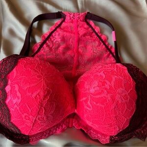 PINK Victoria's Secret Pink Lace Overlay Push Up Bra